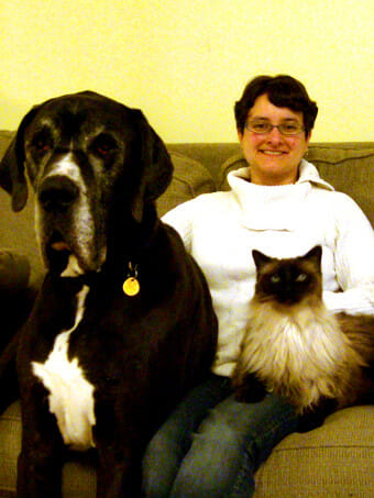 Dr. Sonia Morin with a dog and cat